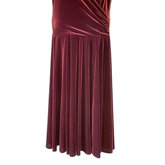 Jacalyn Bennett NEW Fairy Velvet Maxi Dress Burgundy Velvet Surplice V Neck Med - Picture 3 of 9
